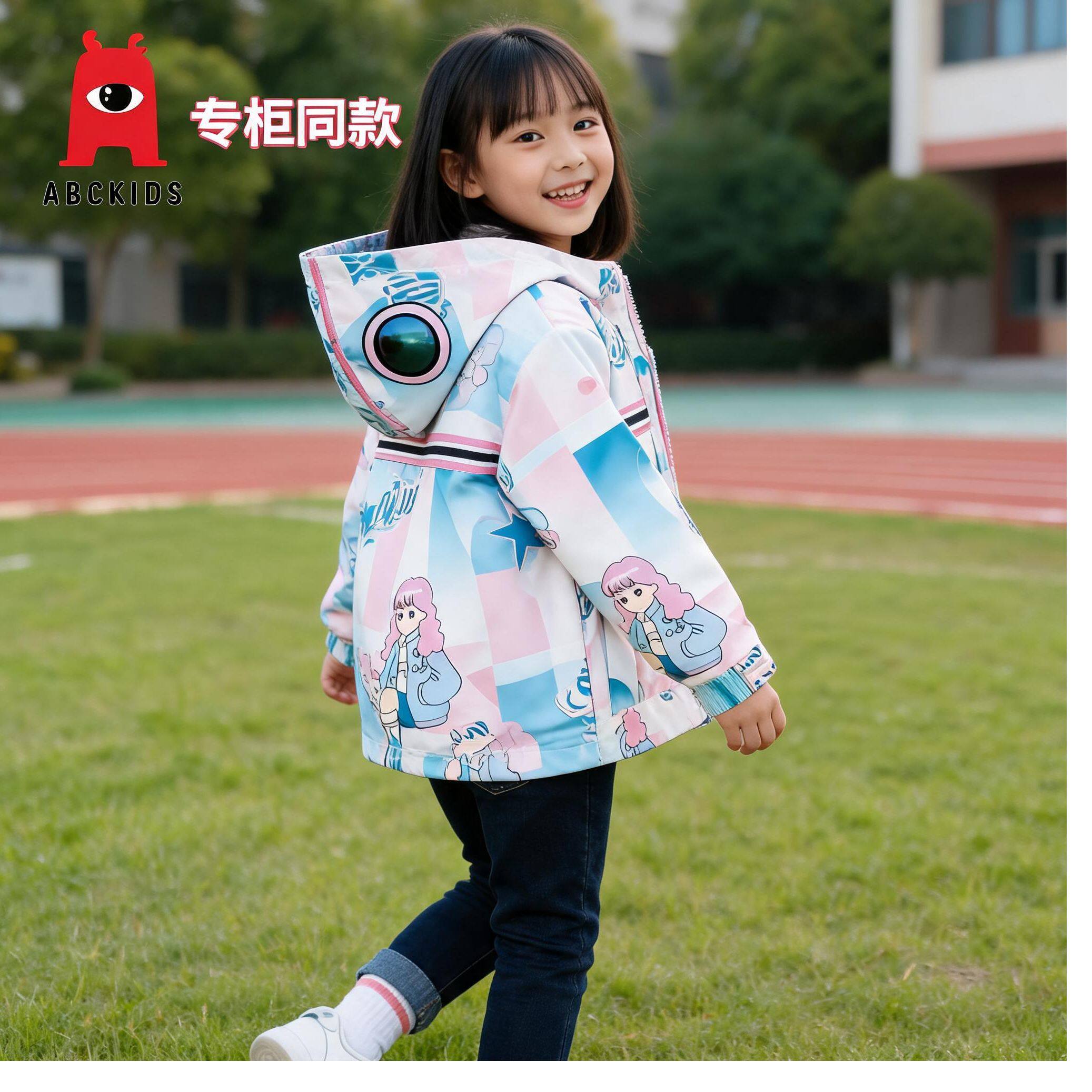 ABCkids (专柜同款)女童百搭户外眼镜框外套时尚休闲外套满印