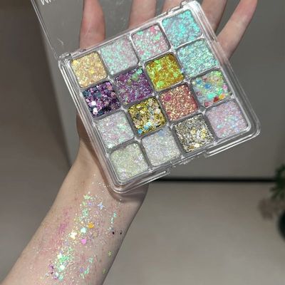爆闪人鱼16色啫喱亮片眼影盘