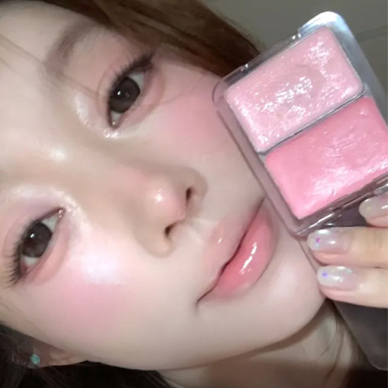 韩系水光肌之神!双拼水光腮红膏高光膨胀色脸部自然提亮清透水润