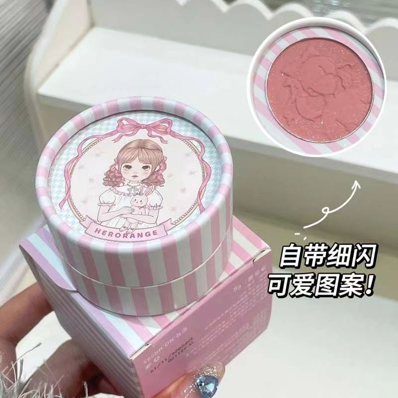 HERORANGE~甜野悦颜浮雕腮红显白裸妆粉质细腻细闪哑光修容胭脂盘