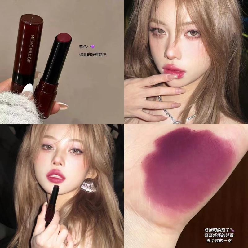 最近真的被紫色硬控了!时髦千禧感绝了!高饱和个性茄紫色口红雾面