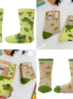日本正品进口小恐龙男宝宝袜子skater卡通可爱女春夏秋季绿色图案