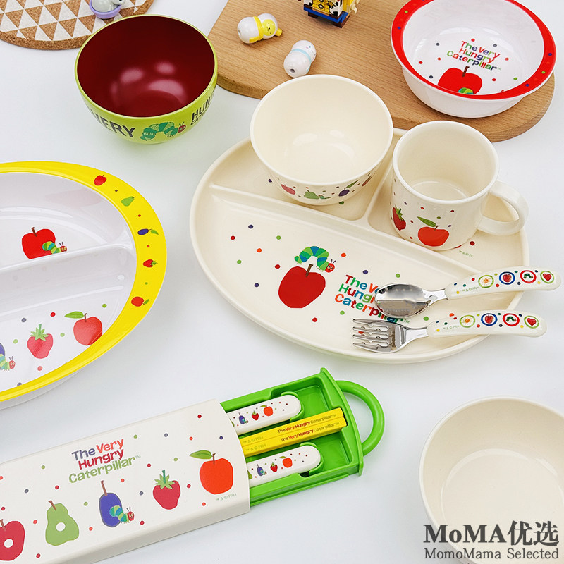 现货日本饥饿的毛毛虫绘本幼儿童卡通宝宝勺叉筷子水杯果饭餐碗盘,婴童用品,儿童餐具,淘宝优惠券,粉丝福利购,淘宝优惠卷