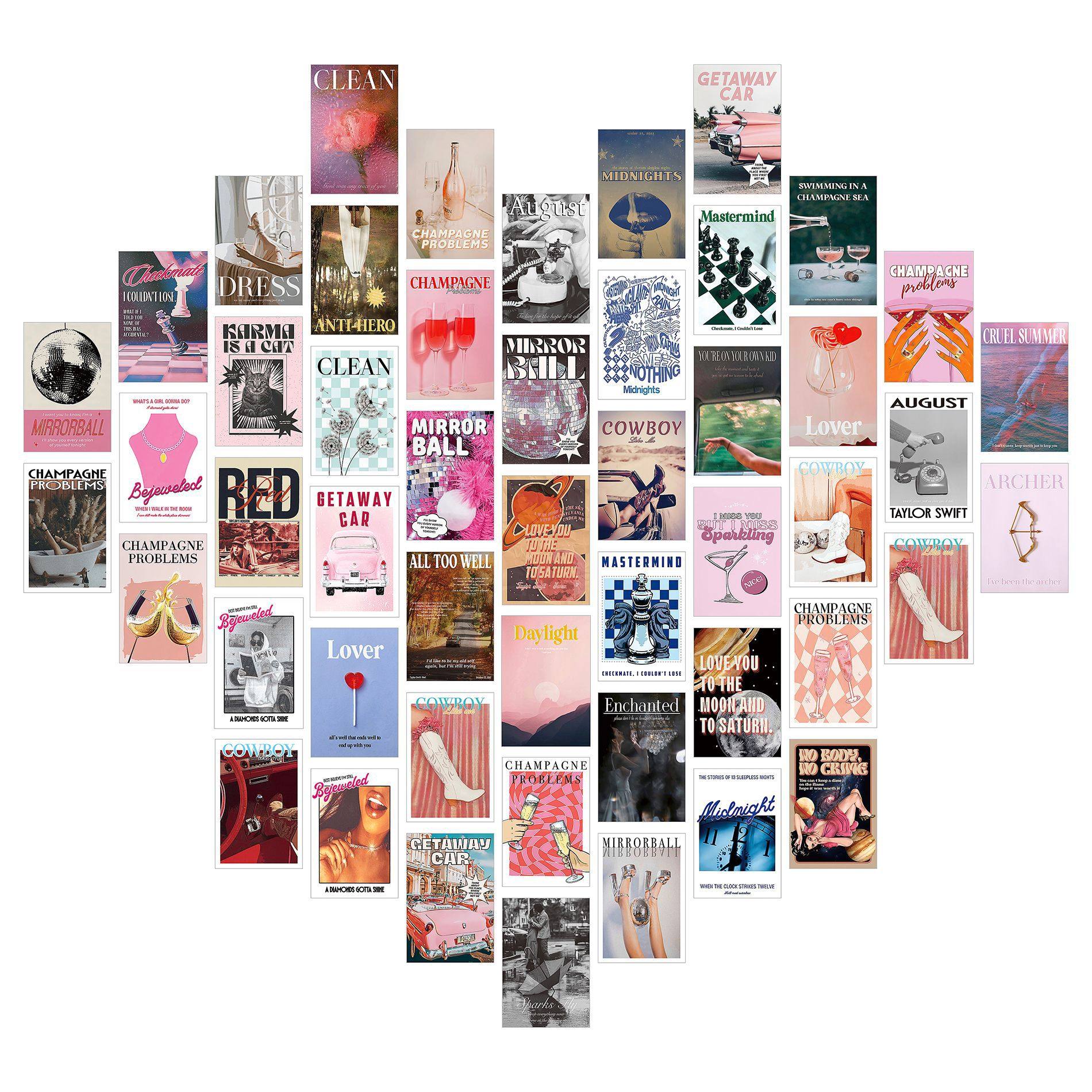 泰勒斯威夫特卡片墙贴欧美摇滚音乐风墙面装饰画房间布置海报贴纸,家居饰品,软装墙贴,淘宝优惠券,粉丝福利购,淘宝优惠卷