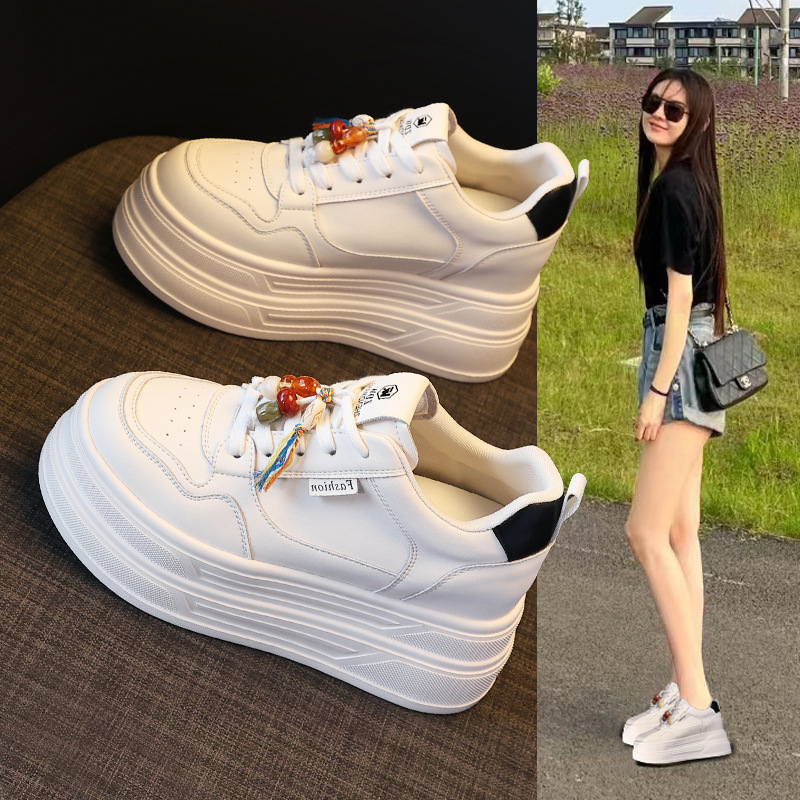 HZ8081-1厚底内增高小个子百搭小白鞋女2025秋季新款9.5cm休闲鞋