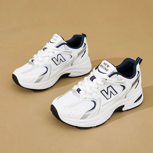MBL530新款2024秋季透气女鞋拼色休闲厚底圆头增高韩版运动鞋