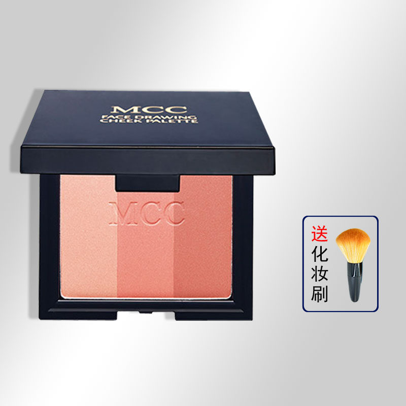 MCC彩妆 韩国三色修颜腮红胭脂盘 自然持久水蜜桃色可爱提亮肤色