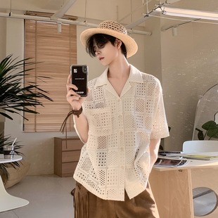 古巴领镂空松弛度假白色衬衫 2025年男女同款 日光岛屿 白口阳