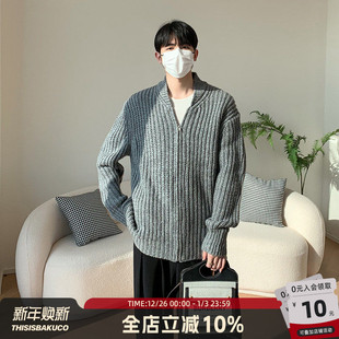 马海毛休闲开衫 新款 白口阳秋季 潮流情侣针织外套男 潮WOO专属