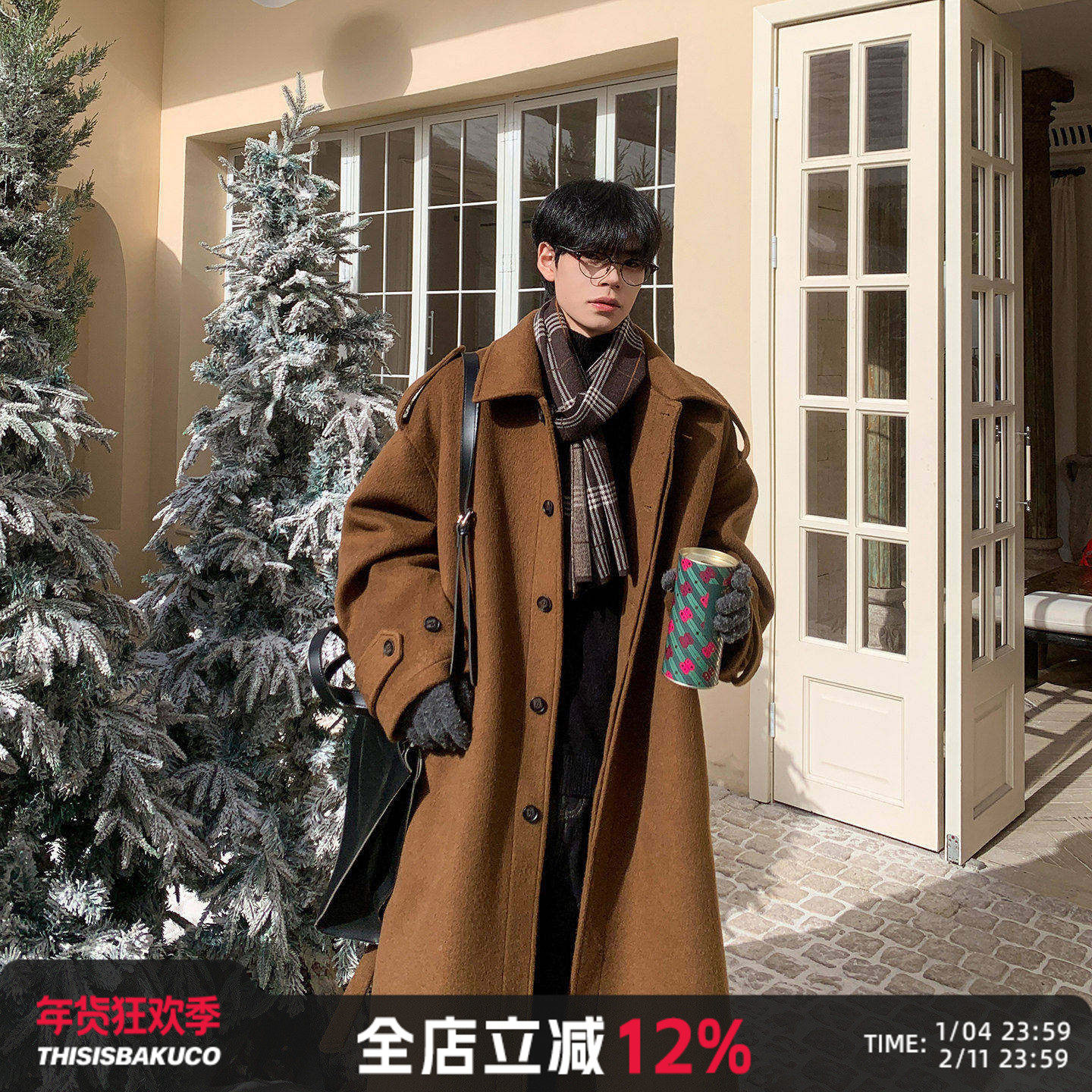 白口阳【雾都战壕】战壕风棕褐色加厚呢子大衣男咖色质感冬季外套,男装,毛呢大衣,淘宝优惠券,粉丝福利购,淘宝优惠卷