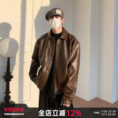 皮衣夹克外套男 廓形复古休闲短款 潮WOO专属 白口阳春秋新款