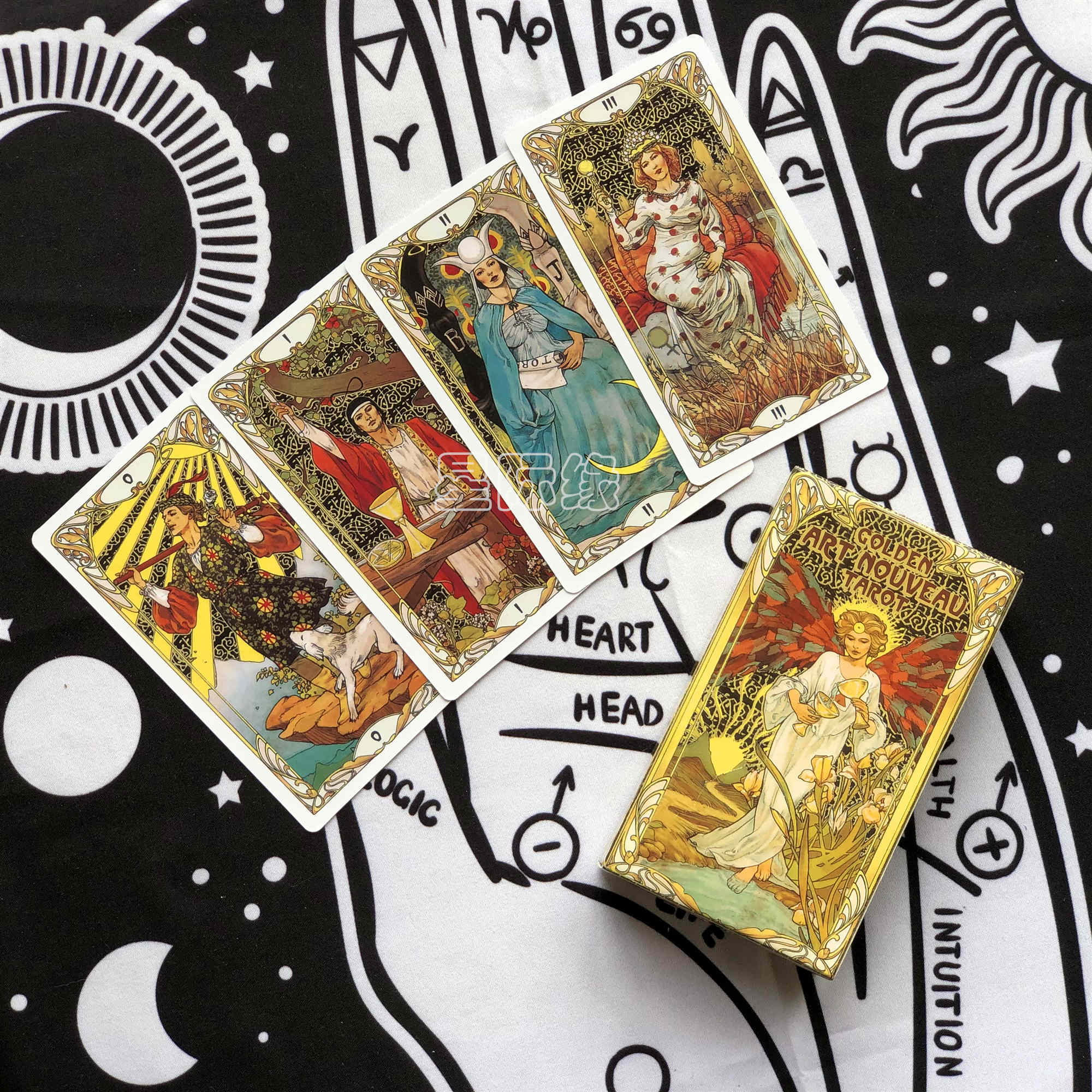 初学golden art nouveau tarot黄金色新艺术伟特卡罗塔牌赠中文翻