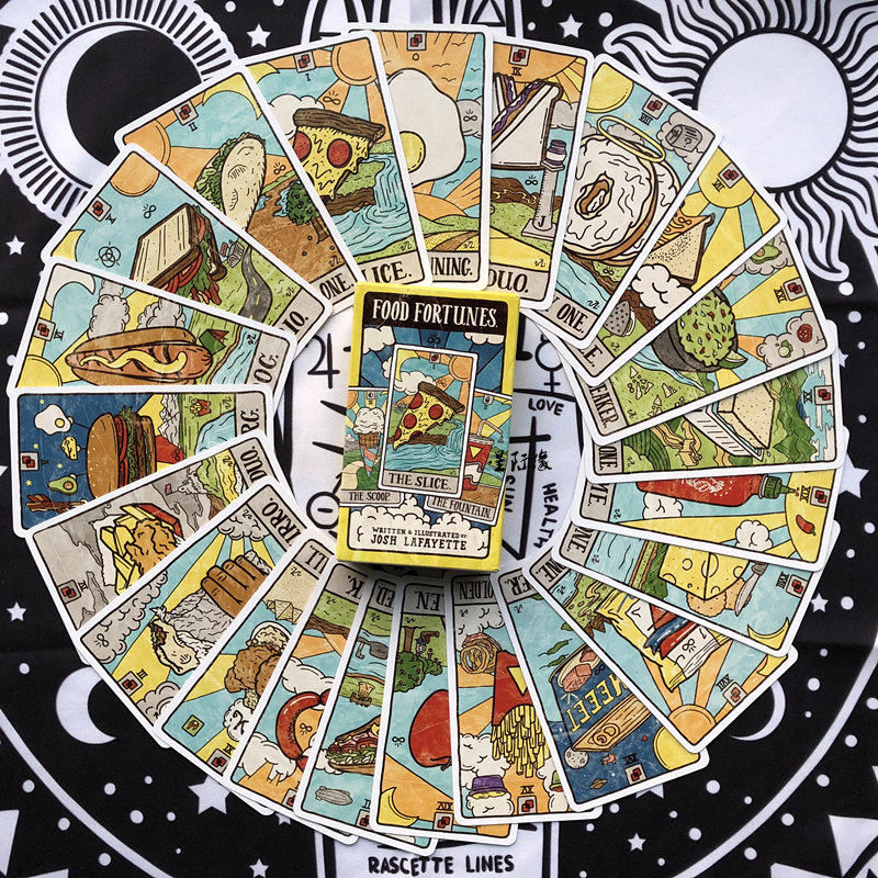包邮 送翻译 food fortunes card deck美食财富幸运吃货塔罗牌