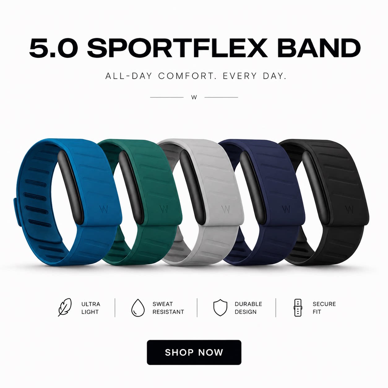 美国直邮WHOOP 5.0 LIFE MG SportFlex 硅胶替换表带运动健身防水