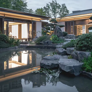 中国黑景石黑山石造景石天然景观置石别墅装饰天然黑石园林景观石