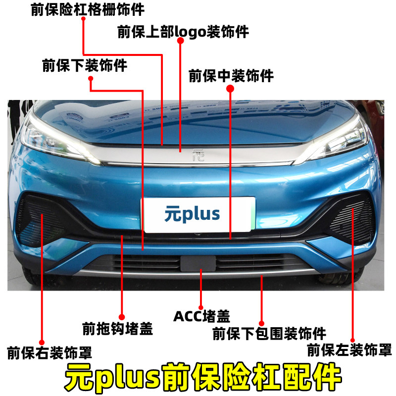 元plus前保险杠饰板装饰罩图片
