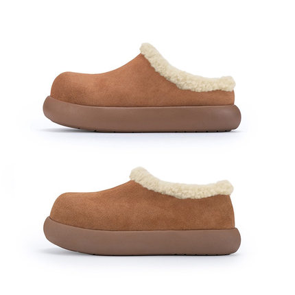 U家(增高4.5公分防水）羊毛雪地靴女穆勒厚底小土豆冬季加绒拖鞋