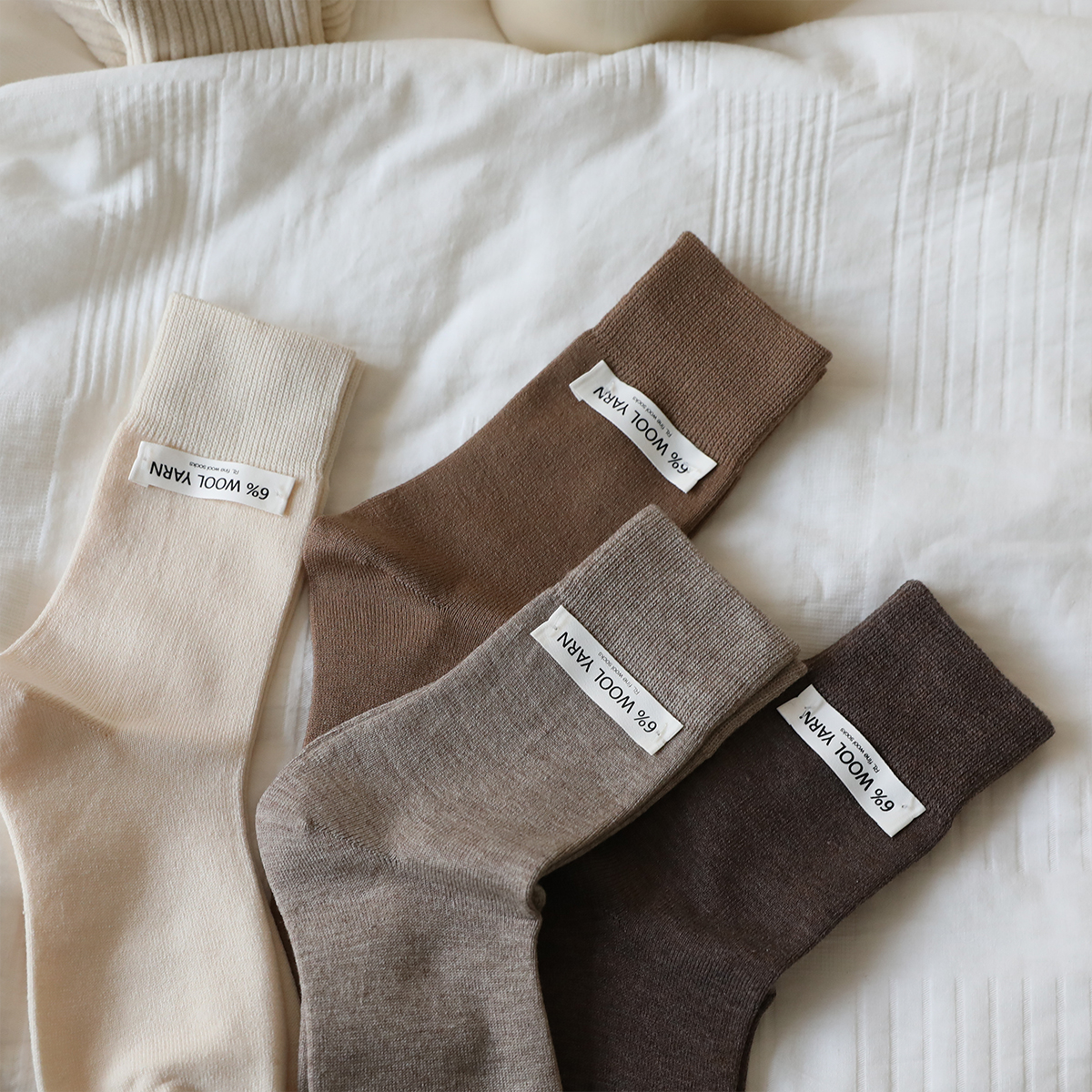 秋冬奶茶咖啡色羊毛袜中筒堆堆袜女中筒袜保暖日系学院风