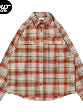 四季GLOBALVALLY 日本进口纯棉格子衬衫简约休闲衬衣 PLAID SHIRT