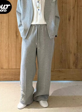 【四季】Orison Morgana 空气层休闲裤手绣木槿花珍珠抽绳长裤子