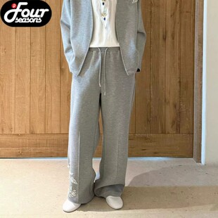 【四季】Orison Morgana 空气层休闲裤手绣木槿花珍珠抽绳长裤子