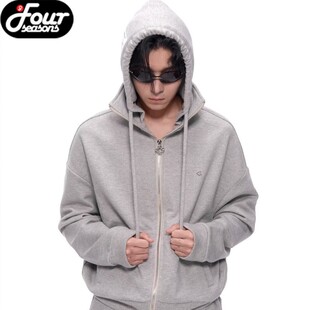 【四季】Orison Morgana羊毛混纺卫衣燕麦灰针织复古摩登拉链帽衫