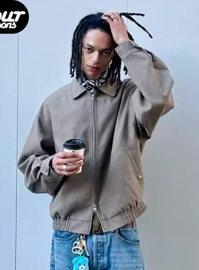 【四季】Hide in Hills 翻领夹克巴恩风极简卡其双开拉链春秋外套