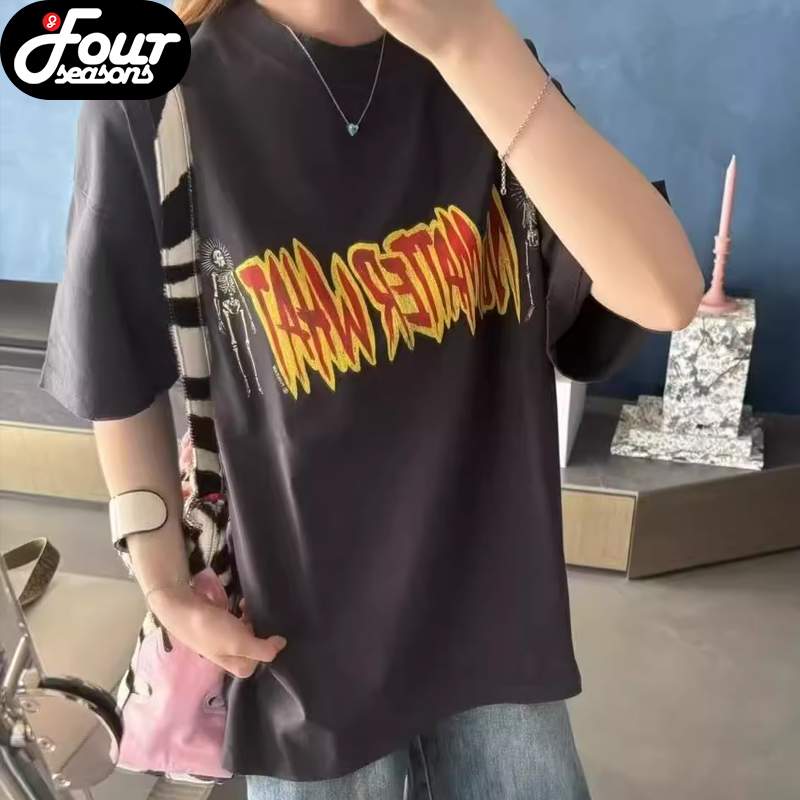 Purey标语骷髅印花短袖T恤