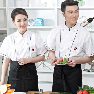 厨师服短袖男女饭店厨房厨师长工作服 酒店厨师工作服春夏装