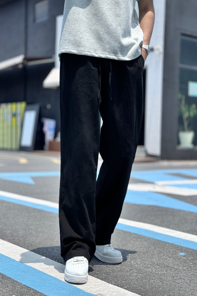 风宽松直筒裤休闲长裤子老钱风男士纯棉麻中式阔腿裤K236/p35,男装休闲裤,星座223-1（原星座201）