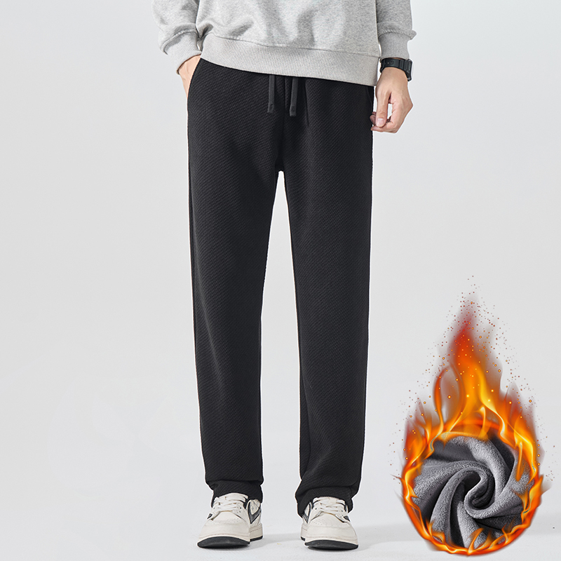 冬季加绒休闲裤拉链男爸爸装百搭修身肌理感卫裤H807R/p47常规40，男装休闲裤，星座223-1（原星座201）