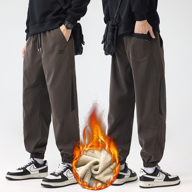 秋冬加绒加厚束脚裤男工装卫裤大码哈伦运动休闲裤3509Rp52常规40,男装休闲裤,星座223-1（原星座201）