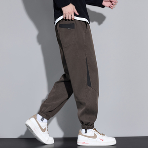 加厚拼接束脚裤男潮流宽松工装哈伦运动卫裤休闲长裤子3509/特p40图片