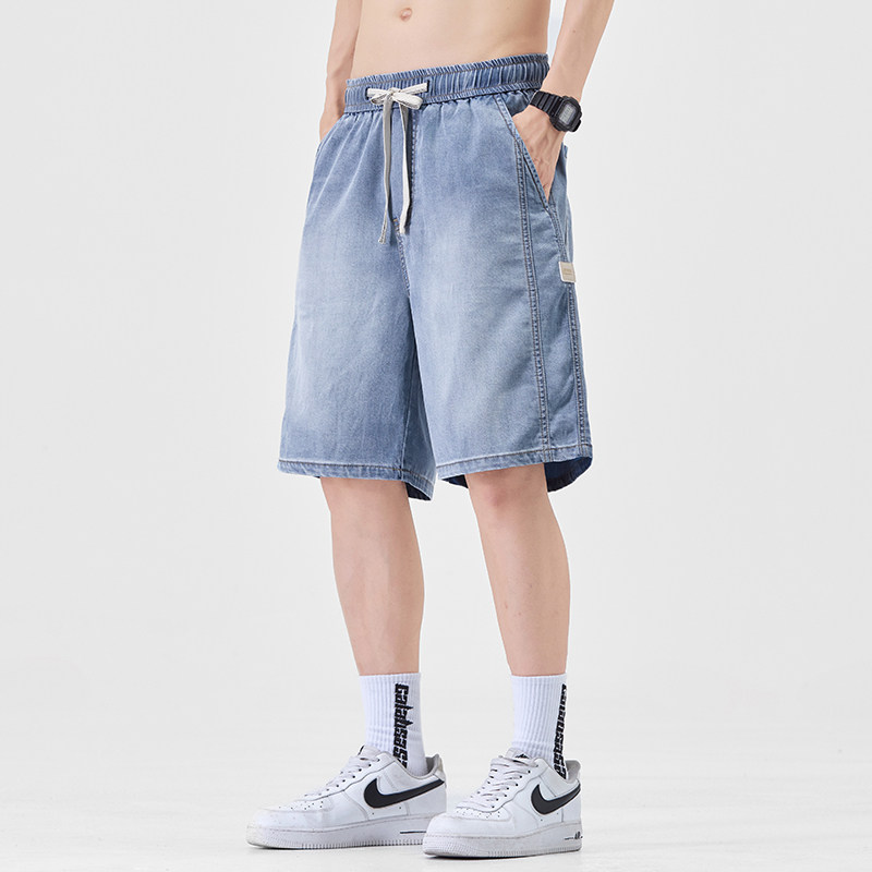 2025夏季天丝牛仔短裤男潮牌大码休闲运动中裤冰丝五分裤k206/p42,男装牛仔裤,星座223-1（原星座201）