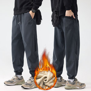 加绒加厚拼接束脚裤男潮牌工装大码哈伦运动休闲裤3509Rp52常规40图片