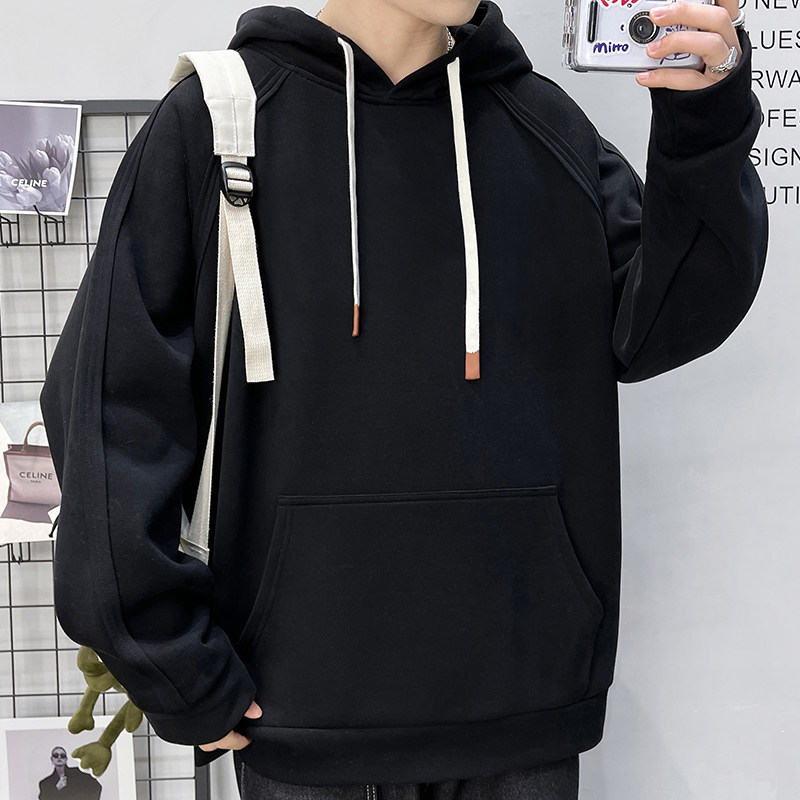 W702/p58连帽套头卫衣2023春季男装港风店主风宽松纯色百搭外套,男装卫衣,星座223-1（原星座201）