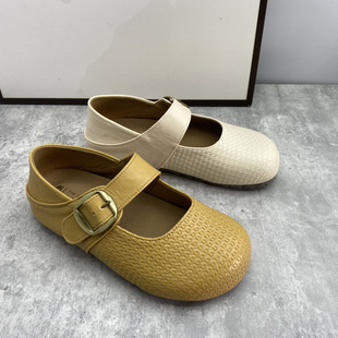 26春季新款圆头一字带玛丽珍鞋女内增高浅口搭扣舒适单鞋休闲风