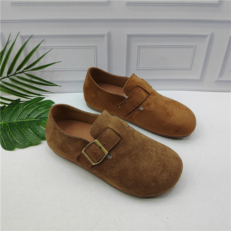 复古休闲风勃肯鞋女魔术贴搭扣圆头平底软木鞋棕色百搭单鞋女,女鞋,勃肯鞋/软木鞋,淘宝优惠券,粉丝福利购,淘宝优惠卷