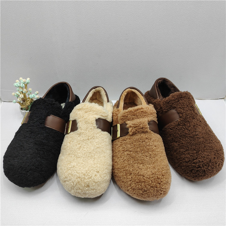 25秋冬百搭毛绒勃肯鞋女一脚蹬懒人鞋保暖软底包头拖鞋毛毛鞋