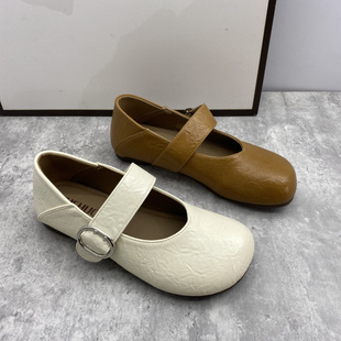 春季甜美风搭扣玛丽珍鞋女平跟浅口一字扣圆头软底舒适单鞋女