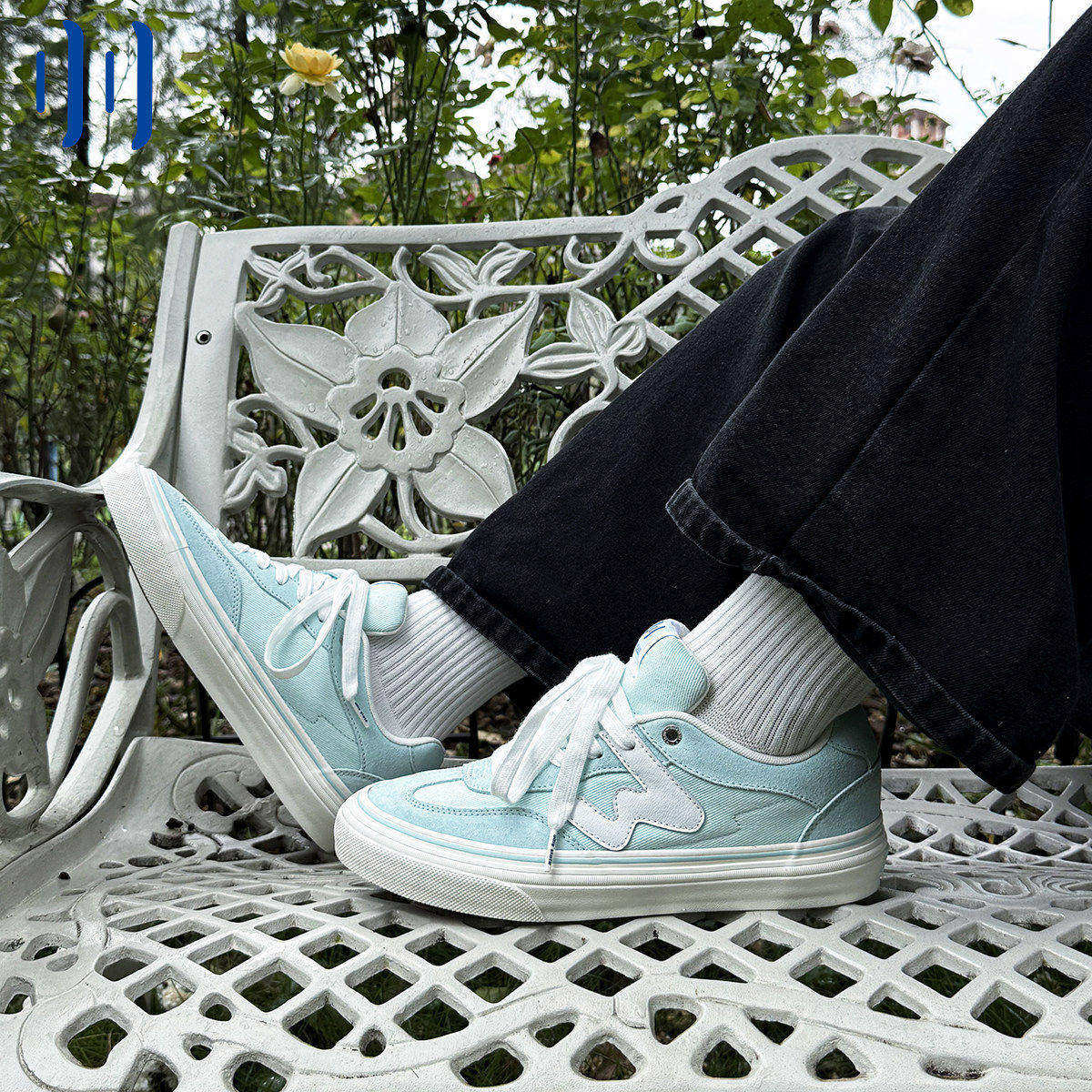 顽刻ollieskate浅蓝色翻毛皮帆布拼接W系列男女国潮德训滑板鞋,流行男鞋,休闲板鞋,淘宝优惠券,粉丝福利购,淘宝优惠卷