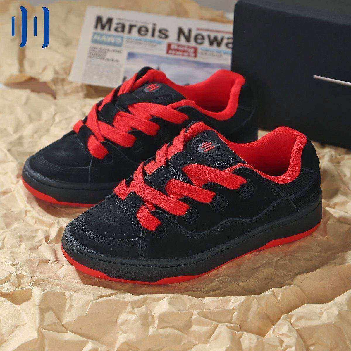 顽刻ollieskate冷粘面包鞋黑红撞色拼接BAKE低帮男女休闲滑板鞋,流行男鞋,休闲板鞋,淘宝优惠券,粉丝福利购,淘宝优惠卷