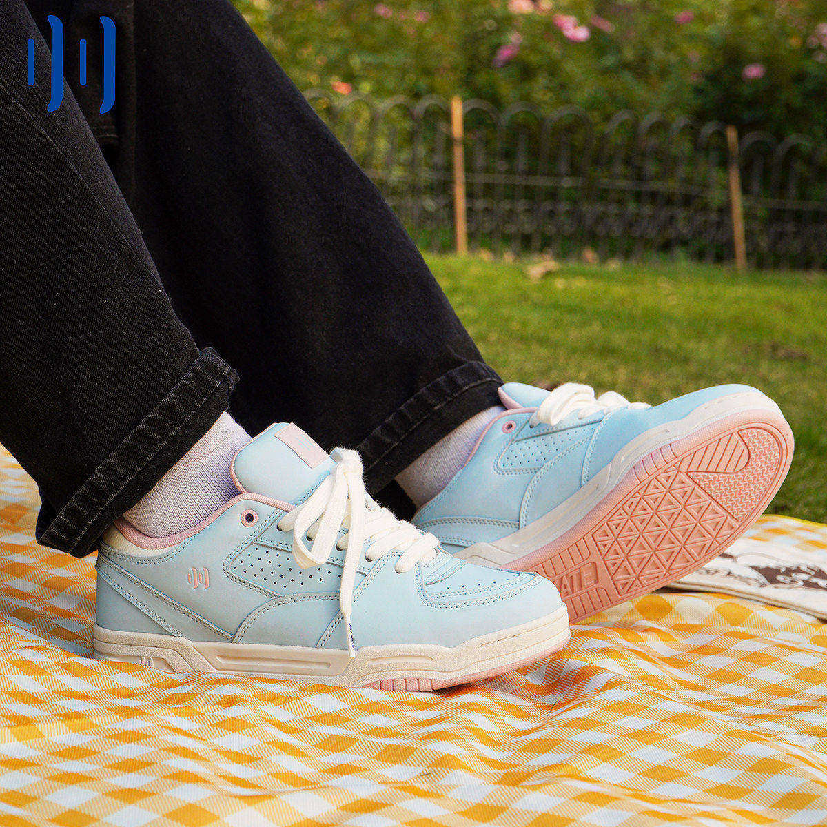 顽刻ollieskate蓝粉拼色校园风空军一号复古休闲男女国潮滑板鞋,流行男鞋,休闲板鞋,淘宝优惠券,粉丝福利购,淘宝优惠卷