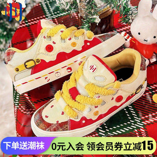 小苹果休闲复古男女国潮滑板鞋 顽刻ollieskate面包鞋 BAKE新年款