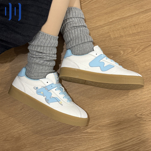 顽刻ollieskate白蓝拼色生胶底W系列春季 男女国潮德训滑板鞋