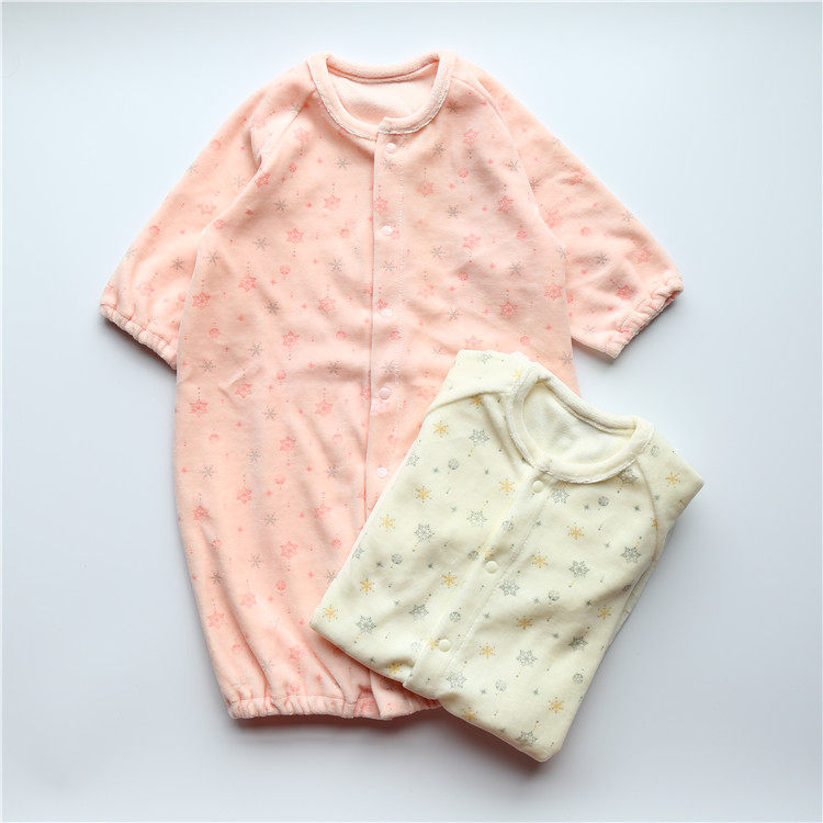 春秋款！新生婴儿宝宝天鹅绒连体哈衣爬服睡袍（两用档款）