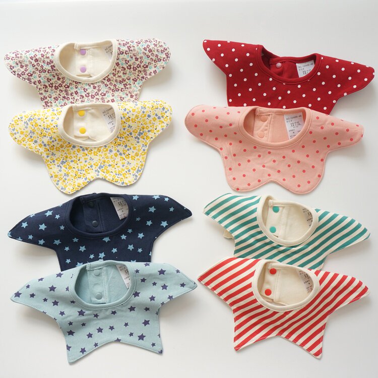 4条包邮婴幼儿防水围兜围嘴男女宝宝口水巾纯棉360度造型花朵五