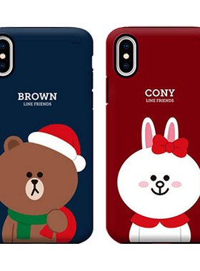 韩国line friends新款iphoneX手机壳8红色苹果xs双层女防摔7Plus