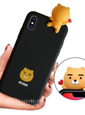 韩国iPhoneX手机壳可爱趴趴xs苹果X硅胶黑色保护套软新款超萌女款
