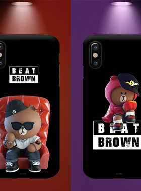韩国line friends红色iPhonex布朗熊新款手机壳全包苹果X潮防摔xs